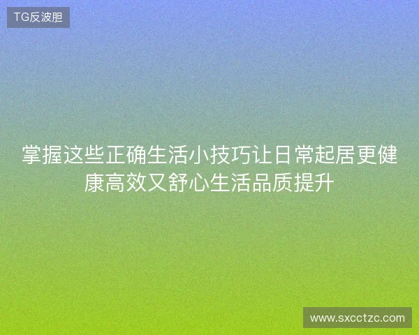 掌握这些正确生活小技巧让日常起居更健康高效又舒心生活品质提升